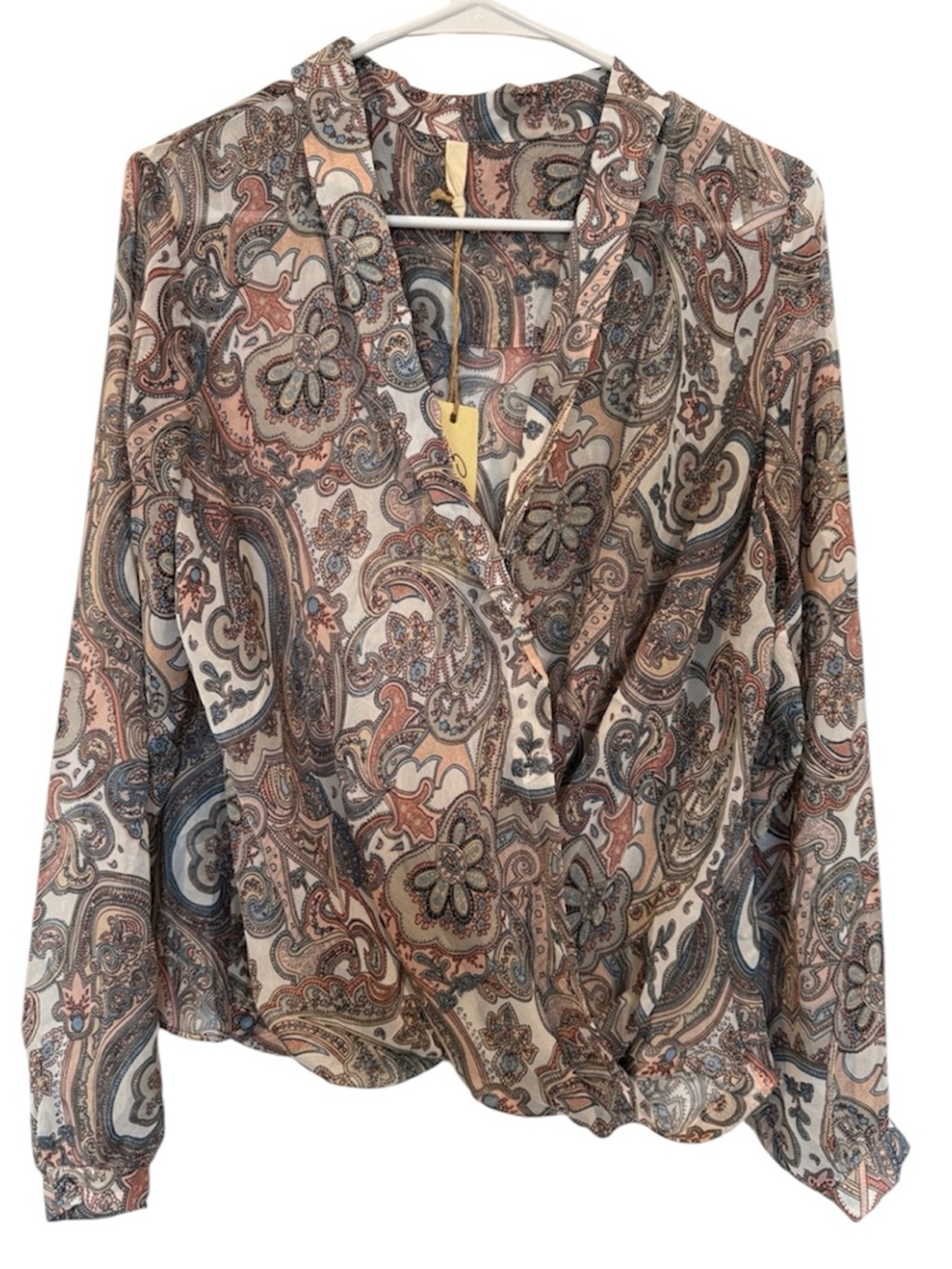 Elan Paisley Wrap Blouse
